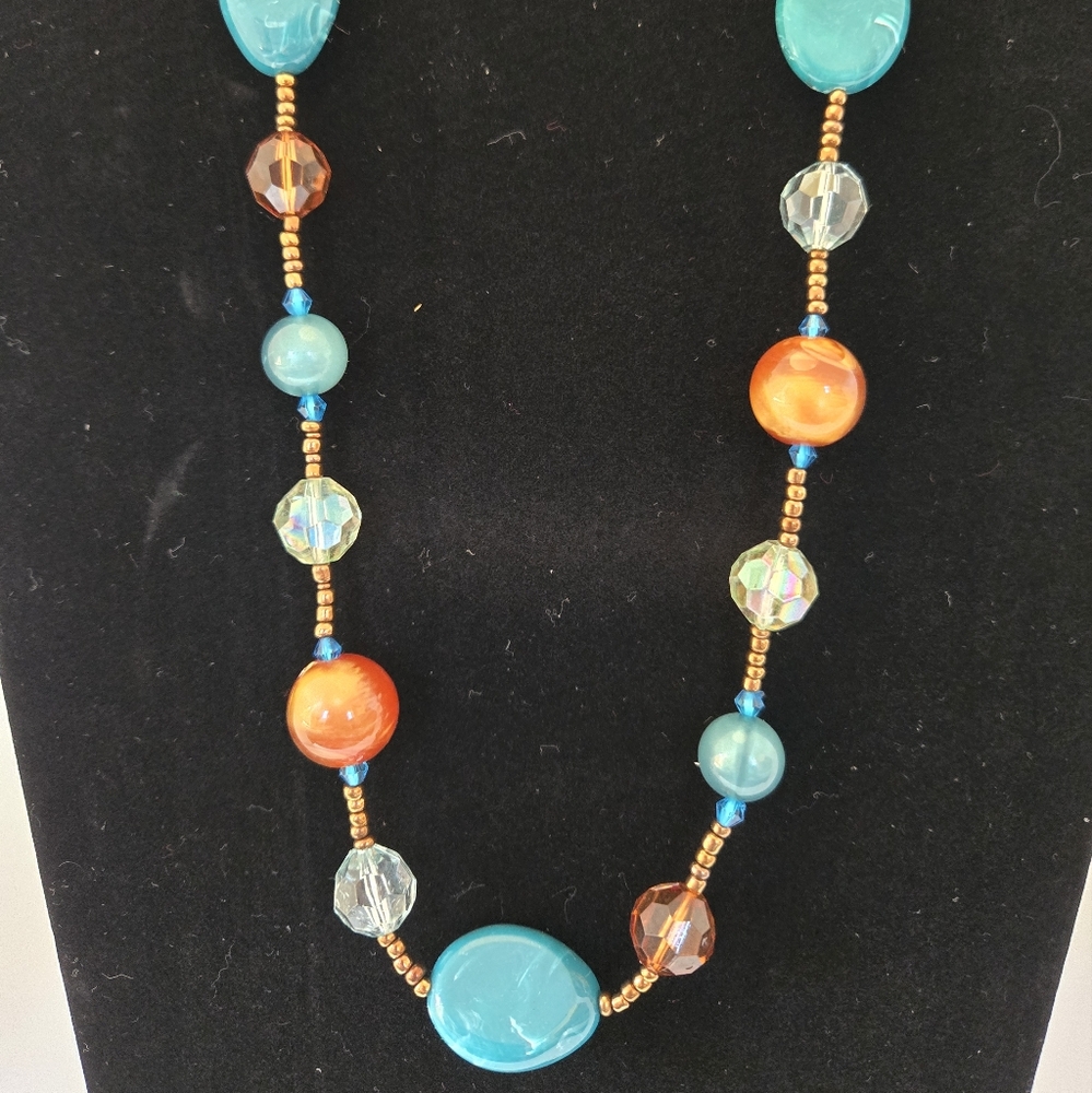 Body Central Turquoise and Amber Beaded Necklace